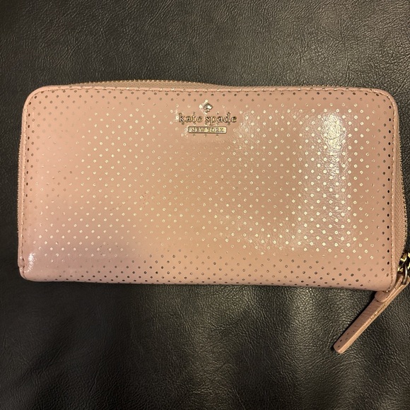 kate spade Handbags - Kate Spade Blush Pink Polka Dot Wallet Storybook Lining
